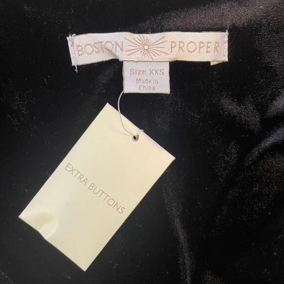 Boston Proper XXS Black Velvet Zip Top Multicolor Rhinestone Embellished Glam - Picture 3 of 10